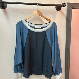 We The Free Blue and Gray Long Sleeve Top